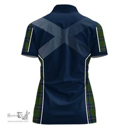 ScotsTee Shop Scottish Cameron of Lochiel Hunting Clan Scottish Crest and Scottish Thistle Sport Tartan Womens Polo Shirt
