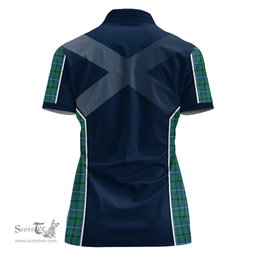 ScotsTee Shop Scottish Douglas Ancient Clan Scottish Crest and Scottish Thistle Sport Tartan Womens Polo Shirt