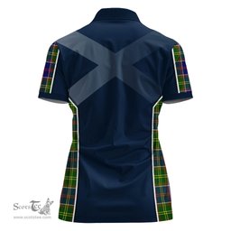 ScotsTee Shop Scottish Dalrymple Clan Scottish Crest and Scottish Thistle Sport Tartan Womens Polo Shirt