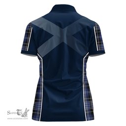 ScotsTee Shop Scottish Clark Clan Scottish Crest and Scottish Thistle Sport Tartan Womens Polo Shirt
