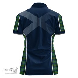ScotsTee Shop Scottish Cranstoun Clan Scottish Crest and Scottish Thistle Sport Tartan Womens Polo Shirt