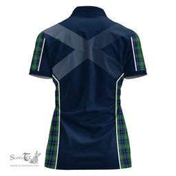 ScotsTee Shop Scottish Douglas Clan Scottish Crest and Scottish Thistle Sport Tartan Womens Polo Shirt