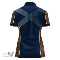ScotsTee Shop Scottish Drummond of Strathallan Clan Scottish Crest and Scottish Thistle Sport Tartan Womens Polo Shirt