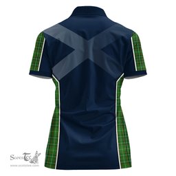 ScotsTee Shop Scottish Forrester or Foster Hunting Clan Scottish Crest and Scottish Thistle Sport Tartan Womens Polo Shirt