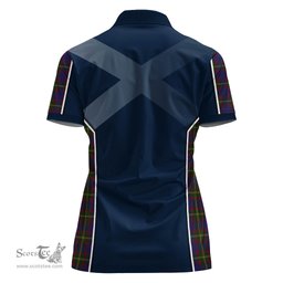 ScotsTee Shop Scottish Durie Clan Scottish Crest and Scottish Thistle Sport Tartan Womens Polo Shirt