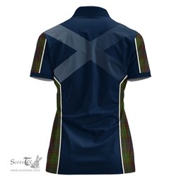 ScotsTee Shop Scottish Cunningham Hunting Modern Clan Scottish Crest and Scottish Thistle Sport Tartan Womens Polo Shirt