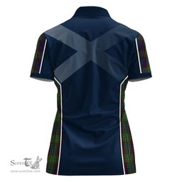 ScotsTee Shop Scottish Cunningham Hunting Clan Scottish Crest and Scottish Thistle Sport Tartan Womens Polo Shirt