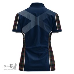 ScotsTee Shop Scottish Cameron Highlanders of Ottawa Clan Scottish Crest and Scottish Thistle Sport Tartan Womens Polo Shirt