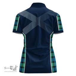 ScotsTee Shop Scottish Gunn Ancient Clan Scottish Crest and Scottish Thistle Sport Tartan Womens Polo Shirt
