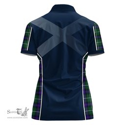 ScotsTee Shop Scottish MacDonald of the Isles Hunting Modern Clan Scottish Crest and Scottish Thistle Sport Tartan Womens Polo Shirt