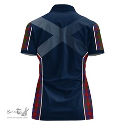 ScotsTee Shop Scottish Gow Clan Scottish Crest and Scottish Thistle Sport Tartan Womens Polo Shirt