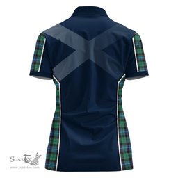 ScotsTee Shop Scottish Hunter Ancient Clan Scottish Crest and Scottish Thistle Sport Tartan Womens Polo Shirt