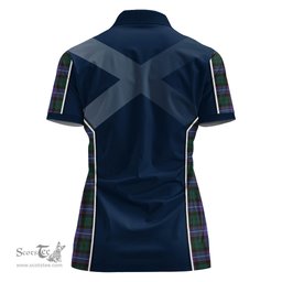 ScotsTee Shop Scottish Guthrie Modern Clan Scottish Crest and Scottish Thistle Sport Tartan Womens Polo Shirt