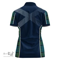 ScotsTee Shop Scottish Kirkpatrick Clan Scottish Crest and Scottish Thistle Sport Tartan Womens Polo Shirt