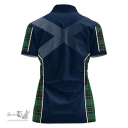 ScotsTee Shop Scottish MacAlpin Ancient Clan Scottish Crest and Scottish Thistle Sport Tartan Womens Polo Shirt