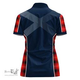ScotsTee Shop Scottish MacIver Modern Clan Scottish Crest and Scottish Thistle Sport Tartan Womens Polo Shirt