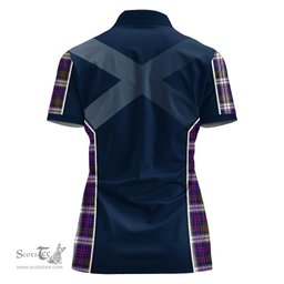 ScotsTee Shop Scottish MacDonald Dress Modern Clan Scottish Crest and Scottish Thistle Sport Tartan Womens Polo Shirt