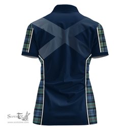 ScotsTee Shop Scottish MacKinlay Ancient Clan Scottish Crest and Scottish Thistle Sport Tartan Womens Polo Shirt