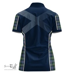 ScotsTee Shop Scottish MacDonell of Glengarry Ancient Clan Scottish Crest and Scottish Thistle Sport Tartan Womens Polo Shirt