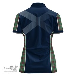 ScotsTee Shop Scottish MacKinnon Hunting Ancient Clan Scottish Crest and Scottish Thistle Sport Tartan Womens Polo Shirt