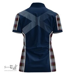 ScotsTee Shop Scottish MacDonald Dress Ancient Clan Scottish Crest and Scottish Thistle Sport Tartan Womens Polo Shirt