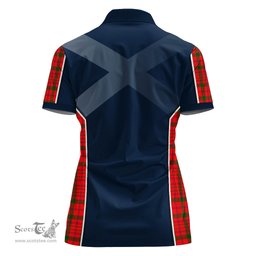 ScotsTee Shop Scottish MacDonell of Keppoch Modern Clan Scottish Crest and Scottish Thistle Sport Tartan Womens Polo Shirt
