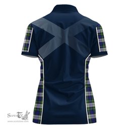 ScotsTee Shop Scottish Gordon Dress Modern Clan Scottish Crest and Scottish Thistle Sport Tartan Womens Polo Shirt