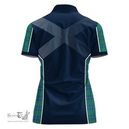 ScotsTee Shop Scottish Irvine Ancient Clan Scottish Crest and Scottish Thistle Sport Tartan Womens Polo Shirt