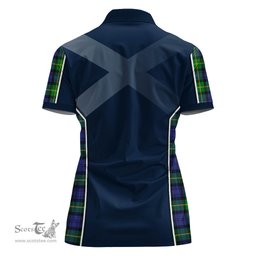 ScotsTee Shop Scottish Gordon Modern Clan Scottish Crest and Scottish Thistle Sport Tartan Womens Polo Shirt