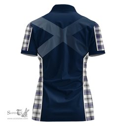 ScotsTee Shop Scottish Hannay Modern Clan Scottish Crest and Scottish Thistle Sport Tartan Womens Polo Shirt