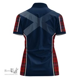 ScotsTee Shop Scottish Kelly of Sleat Red Clan Scottish Crest and Scottish Thistle Sport Tartan Womens Polo Shirt