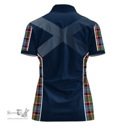 ScotsTee Shop Scottish Glass Clan Scottish Crest and Scottish Thistle Sport Tartan Womens Polo Shirt