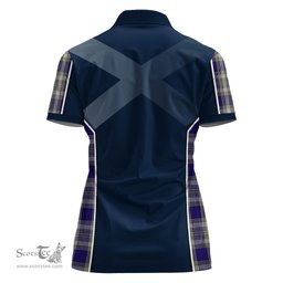 ScotsTee Shop Scottish Livingston Dress Clan Scottish Crest and Scottish Thistle Sport Tartan Womens Polo Shirt