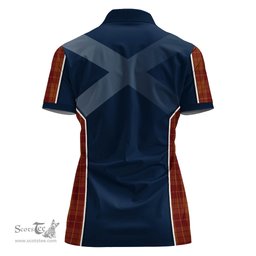 ScotsTee Shop Scottish Hamilton Red Clan Scottish Crest and Scottish Thistle Sport Tartan Womens Polo Shirt