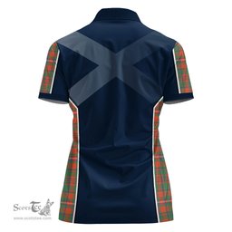 ScotsTee Shop Scottish MacKinnon Ancient Clan Scottish Crest and Scottish Thistle Sport Tartan Womens Polo Shirt