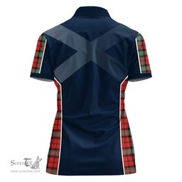 ScotsTee Shop Scottish Kerr Ancient Clan Scottish Crest and Scottish Thistle Sport Tartan Womens Polo Shirt