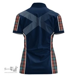 ScotsTee Shop Scottish Hannay Dress Clan Scottish Crest and Scottish Thistle Sport Tartan Womens Polo Shirt