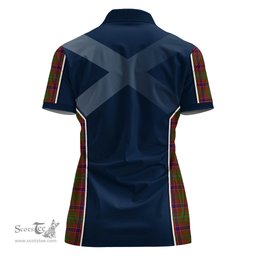 ScotsTee Shop Scottish Lumsden Clan Scottish Crest and Scottish Thistle Sport Tartan Womens Polo Shirt