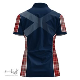 ScotsTee Shop Scottish MacDougall Dress Clan Scottish Crest and Scottish Thistle Sport Tartan Womens Polo Shirt