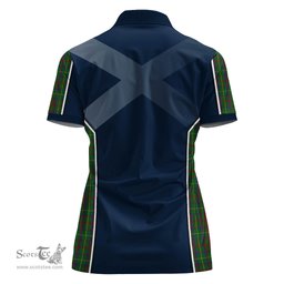 ScotsTee Shop Scottish MacIntosh Hunting Clan Scottish Crest and Scottish Thistle Sport Tartan Womens Polo Shirt