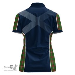 ScotsTee Shop Scottish MacKinnon Hunting Modern Clan Scottish Crest and Scottish Thistle Sport Tartan Womens Polo Shirt
