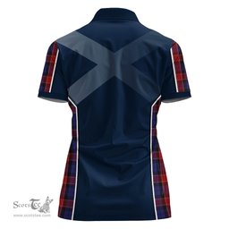 ScotsTee Shop Scottish Graham of Menteith Red Clan Scottish Crest and Scottish Thistle Sport Tartan Womens Polo Shirt