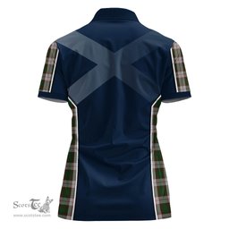 ScotsTee Shop Scottish MacKinnon Dress Clan Scottish Crest and Scottish Thistle Sport Tartan Womens Polo Shirt