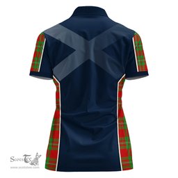 ScotsTee Shop Scottish Grierson Clan Scottish Crest and Scottish Thistle Sport Tartan Womens Polo Shirt