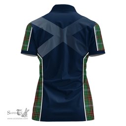 ScotsTee Shop Scottish Gayre Clan Scottish Crest and Scottish Thistle Sport Tartan Womens Polo Shirt