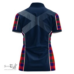 ScotsTee Shop Scottish Gow of Skeoch Clan Scottish Crest and Scottish Thistle Sport Tartan Womens Polo Shirt