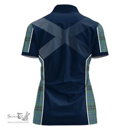 ScotsTee Shop Scottish MacInnes Ancient Clan Scottish Crest and Scottish Thistle Sport Tartan Womens Polo Shirt