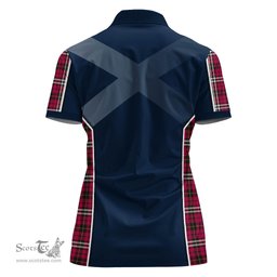 ScotsTee Shop Scottish Little Clan Scottish Crest and Scottish Thistle Sport Tartan Womens Polo Shirt