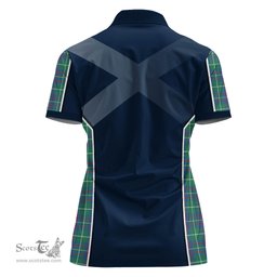 ScotsTee Shop Scottish Inglis Ancient Clan Scottish Crest and Scottish Thistle Sport Tartan Womens Polo Shirt