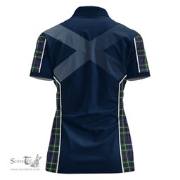ScotsTee Shop Scottish Graham of Montrose Modern Clan Scottish Crest and Scottish Thistle Sport Tartan Womens Polo Shirt